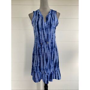 Michael Kors Womens Blue Tie-Dye Sleeveless Shirt Dress Size Small